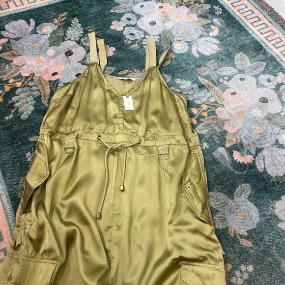 NWT Anthropologie Love The Label Utility Dress Womens Large Moss Sleeveless Midi - Picture 16 of 16